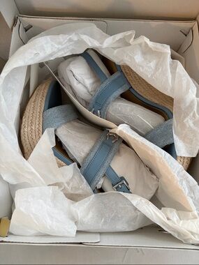 Michael Kors Light Blue Espadrille Wedge Sandals